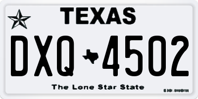 TX license plate DXQ4502