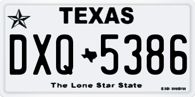 TX license plate DXQ5386