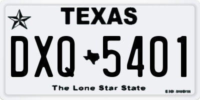 TX license plate DXQ5401