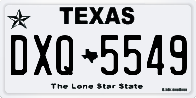 TX license plate DXQ5549