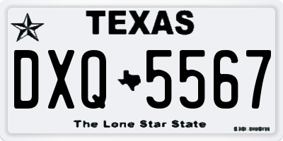 TX license plate DXQ5567
