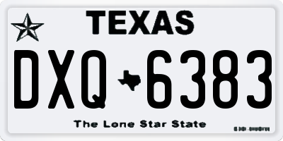 TX license plate DXQ6383