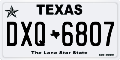 TX license plate DXQ6807