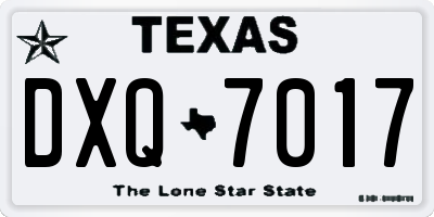TX license plate DXQ7017