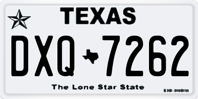 TX license plate DXQ7262