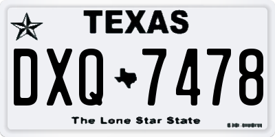TX license plate DXQ7478