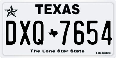 TX license plate DXQ7654