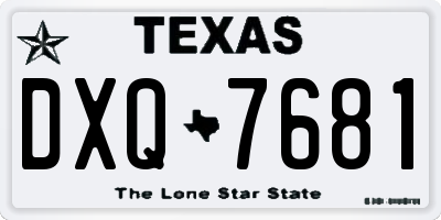 TX license plate DXQ7681
