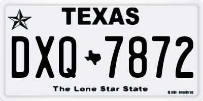 TX license plate DXQ7872