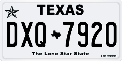 TX license plate DXQ7920