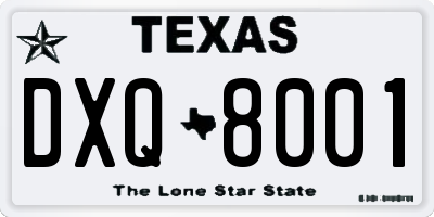 TX license plate DXQ8001