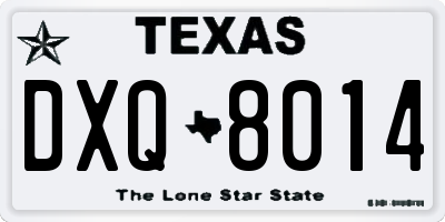 TX license plate DXQ8014