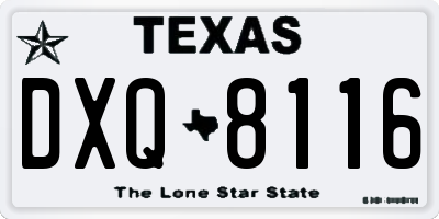 TX license plate DXQ8116