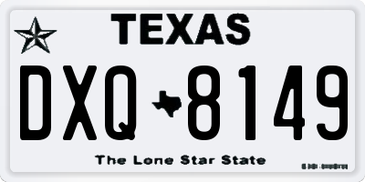 TX license plate DXQ8149