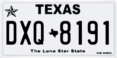 TX license plate DXQ8191