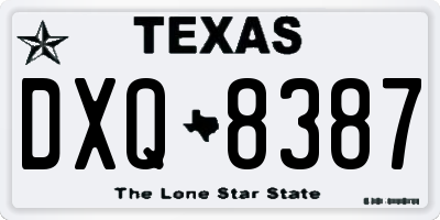 TX license plate DXQ8387