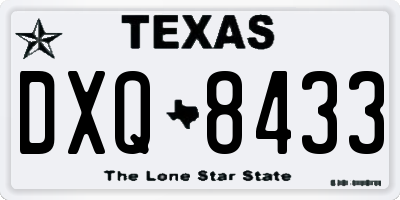 TX license plate DXQ8433