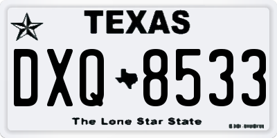 TX license plate DXQ8533