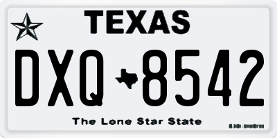 TX license plate DXQ8542