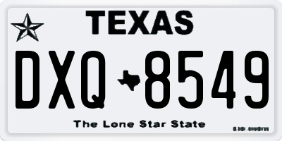TX license plate DXQ8549