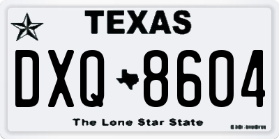 TX license plate DXQ8604