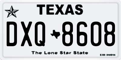 TX license plate DXQ8608