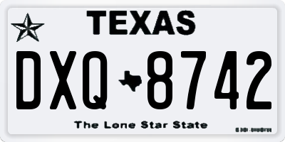 TX license plate DXQ8742