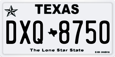 TX license plate DXQ8750
