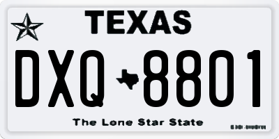 TX license plate DXQ8801