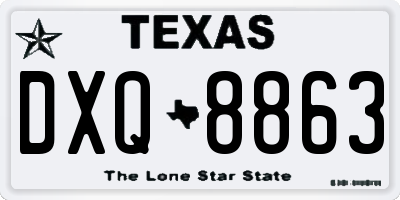TX license plate DXQ8863