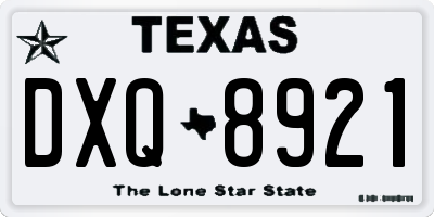 TX license plate DXQ8921