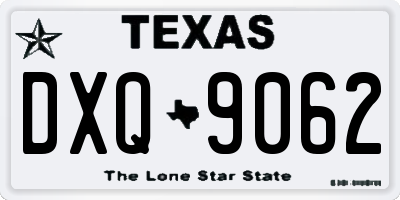TX license plate DXQ9062