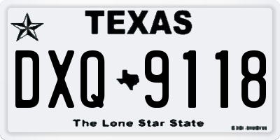 TX license plate DXQ9118
