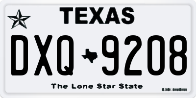 TX license plate DXQ9208