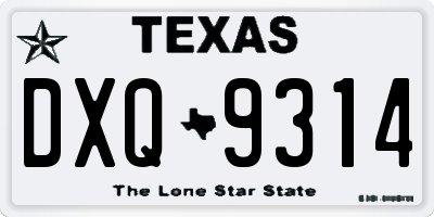 TX license plate DXQ9314