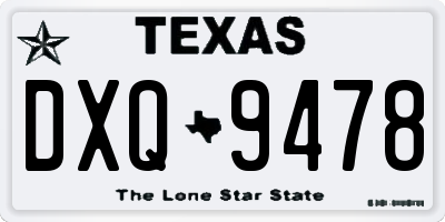 TX license plate DXQ9478