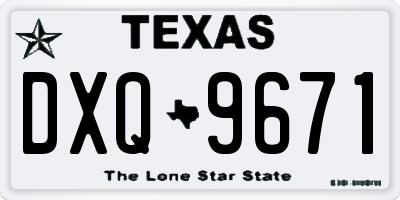 TX license plate DXQ9671