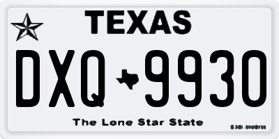 TX license plate DXQ9930