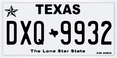 TX license plate DXQ9932