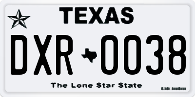 TX license plate DXR0038