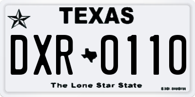 TX license plate DXR0110