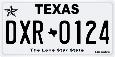 TX license plate DXR0124