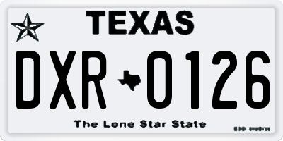 TX license plate DXR0126