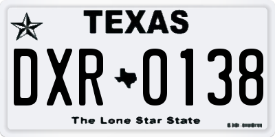 TX license plate DXR0138