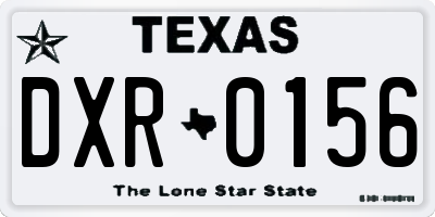 TX license plate DXR0156