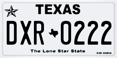 TX license plate DXR0222