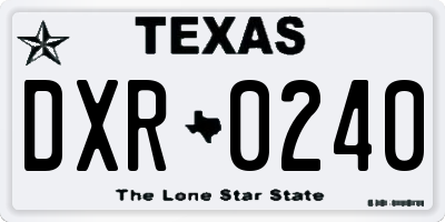 TX license plate DXR0240