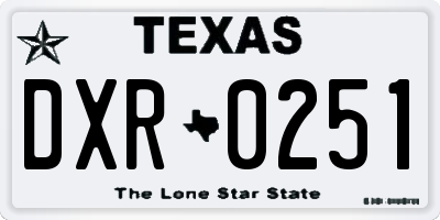 TX license plate DXR0251