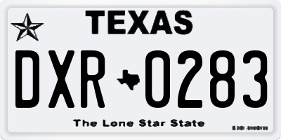 TX license plate DXR0283