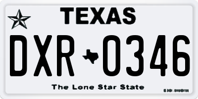 TX license plate DXR0346